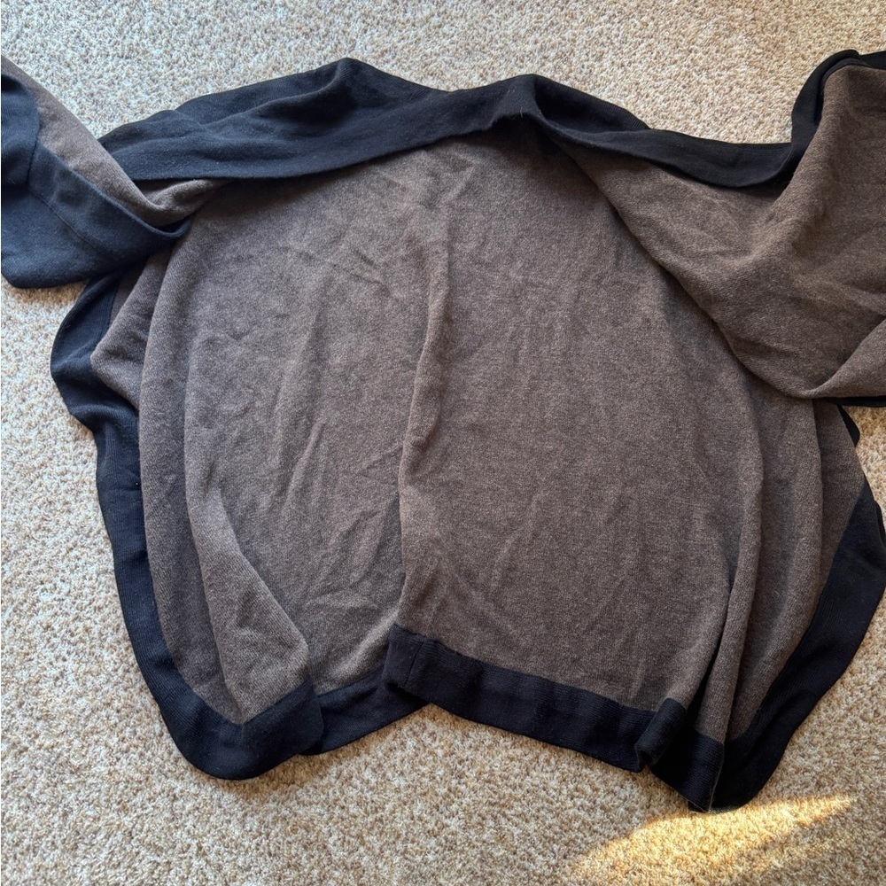 Nordstrom Women's Sweater Shawl Wrap One Size Black/Brown OS - Picture 3 of 4
